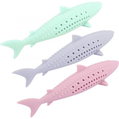 Silicone Cat Chew Toys Pet Catnip Molar Teeth Cleaning Simulation Fish Shape Training Interactive Toy for Cat Wagging Supplies