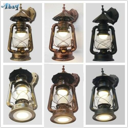 Lanterns Kerosene Sconces Wall Lamps Retro Hallway Bathroom Iron Waterproof Outdoor Courtyard Garden LED Wall Lights Fixtures