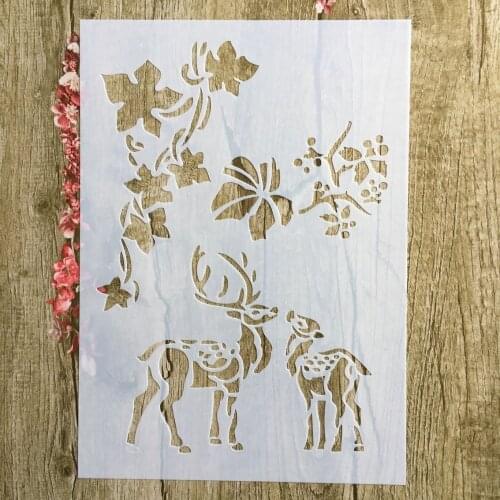 A4 29 * 21cm Sika Deer love DIY Stencils Wall Painting Scrapbook Coloring Embossing Album Decorative Paper Card Template