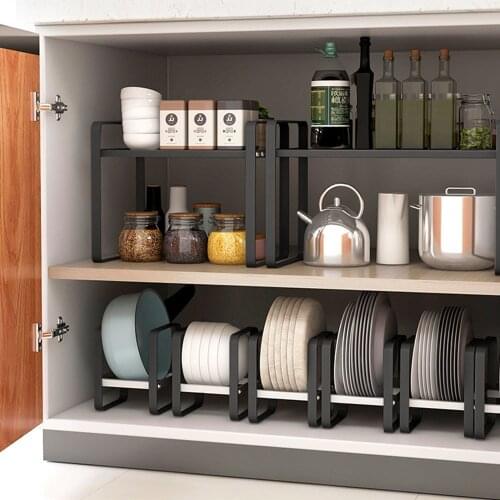 Carbon Steel Home Closet Organizer Storage Shelf Plates Dishes Chopping Board Storage Rack Multifunction Bowl Cup Holder