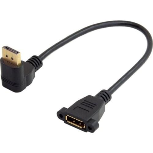 Display Port DP Male to Female 90 Degree UP & Down Angled Extension Cable with Screw Mount 30cm