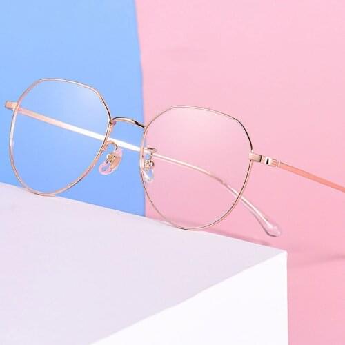 Ultralight Polygonal Anti-Blue Ray Myopia Eyewear Pure Titanium Frame Glasses For Unisex Full Rim Hot Selling