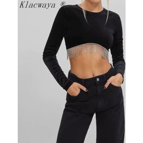 Woman Tshirts Crop Top Mujer Camisetas T Shirt Sexy Cropped Feminino Black Corset Fashion Long Sleeve Goth Clothes Summer