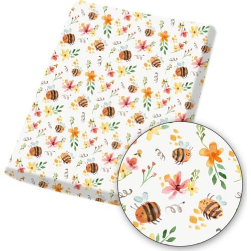 Cartoon Bee Printed Polyester Cotton Fabrics Cloth Sheets DIY Crafts Supplies Handmade Masks Dress Making Materials 45*145cm 1pc