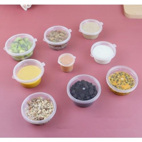 100pcs Net Red Transparent Tomato Salad Cheese Passion Jam Takeaway Milk Tea Dessert Bowl Small Plastic Box Packing Cup With Lid