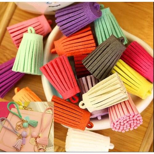 1000pcs 30mm*15mm Mixed Color DIY Handbag Tassels,Korean Fleece Suede Leather Cord,Chamois Macrame Bag Component Pendant Charm