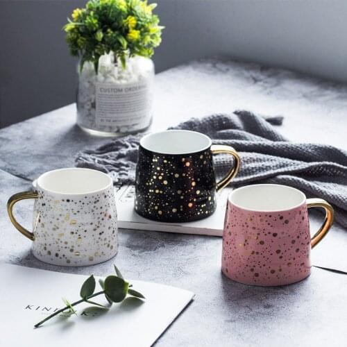 330ML 3D Mug Creative Starry Sky Gold-plated Ceramic Cup Childrens Birthday Party Set Polka Dot Party Supplies Coffee Cup