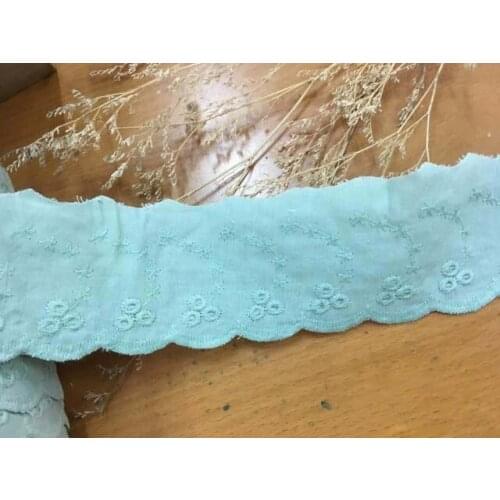 40Yards Eco-friendly Cotton Embroidery Laces Wave Cutout Lace Trim Water Green Fabric DIY Sewing Accessories 65mm Wide