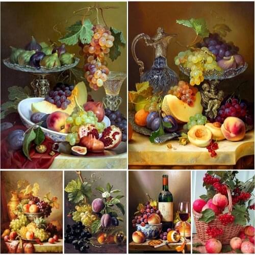 Diy 5D Diamond Painting Fruit Diamond Embroidery kitchen Table Grape Peach Mosaic Picture of Rhinestones Home Decoration Gift