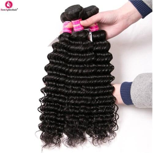 Brazilian Hair Deep Wave Bundles Hair Extensions Human Hair Bundles Short Length 8-14 Inch BESTAPHROHAIR