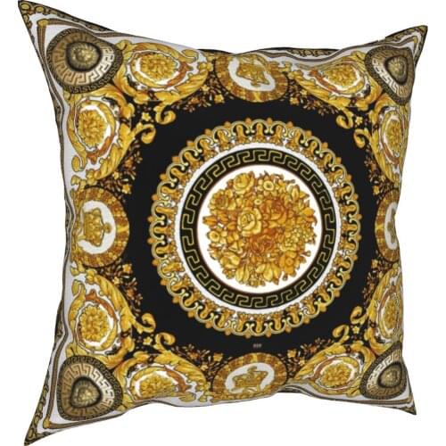 Decorative Golden Medallion Baroque Pillowcase Soft Polyester Cushion Cover Decor Throw Pillow Case Cover Home Drop Shipping