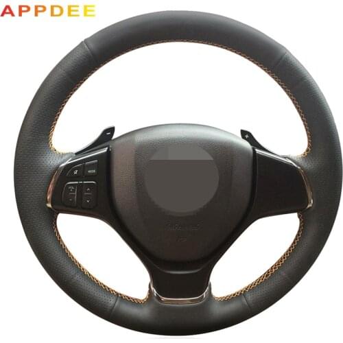 Handsewing Black Artificial Leather Steering Wheel Covers for Suzuki Baleno 2016 2017-2019 Alivio 2015-2019