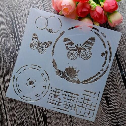 Scrapbooking tool card DIY album masking spray painted template drawing stencils laser cut templates Butterfly shape