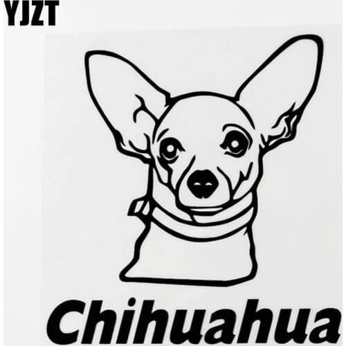 YJZT 14CM×14.6CM Interesting Animal Chihuahua Dog Vinyl Car Window Sticker Decal Black/Silver 8C-0472