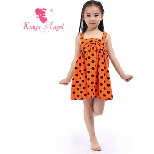 Kaiya Angel Halloween Orange Bottom Black Dot Bow Boutique Toddler Girl Cotton Dresses Baby Princess Back to School Clothes