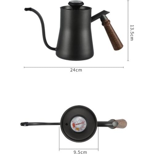 650ml Stainless Steel Home Kitchen Long Mouth Temperature Control Household Drip Type Accessory Coffee Hand Wash Pot