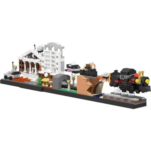 MOC Magic Architecture Back to the Future Skyline Building Blocks Edifice Bricks Assemble Construct Idea Toys For Children Gifts