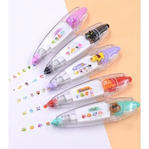 1pcs Kawaii Cartoon Correction Tape Press Type Animals Stickers Scrapbooking Diary Decoration Office School Stationery Supplies