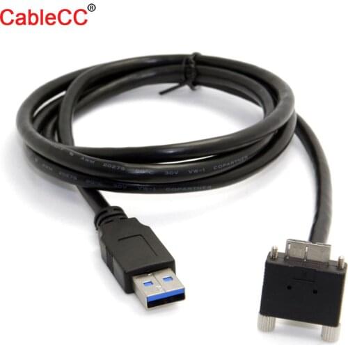 Xiwai 3m 90 Degree Right Angled Micro USB Screw Mount to USB 3.0 Data Cable for Point Grey Chameleon Camera