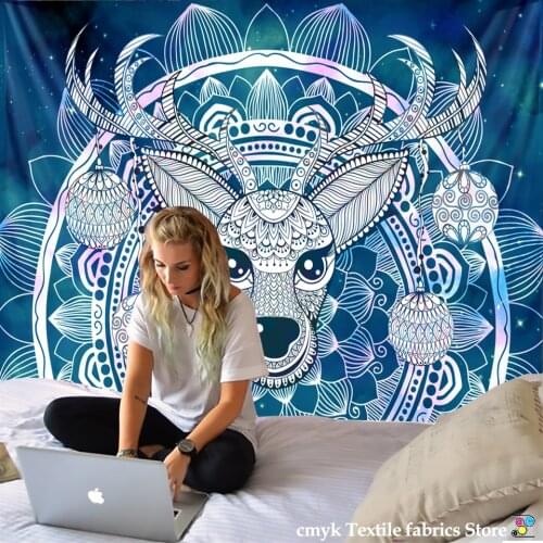 Cute Fawn Tapestry Christmas Reindeer Wall Hanging Bohemian Bedspread Blanket Dorm Home Decor mantas mandalas