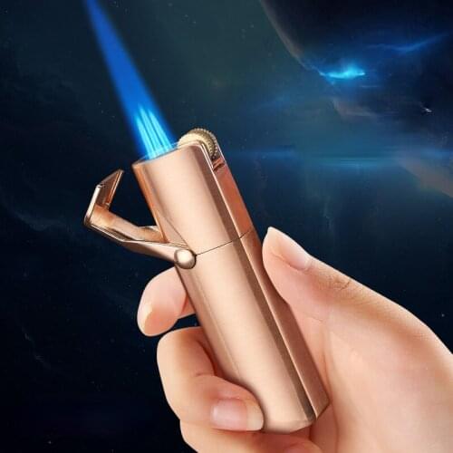 Multi-purpose Creative Metal Windproof Lighter with Three Straight Cigar Cutters Inflatable Lighter Gadgets for Men Gift for Men