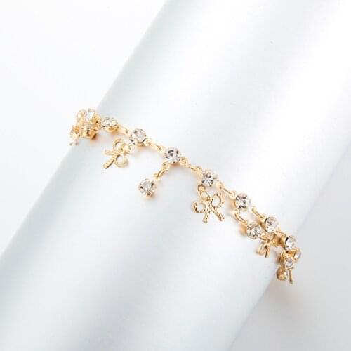 Fashion Crystal Rhinestone Anklet Charm Ankle Chain Bracelet Foot Sandal Jewelry Round Teardrop Bow Anklet With Diamonds