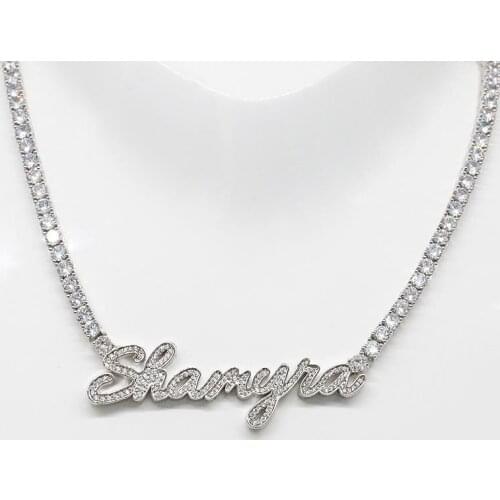 Men Ice Out Initial Jewelry Women Name Customized Necklace