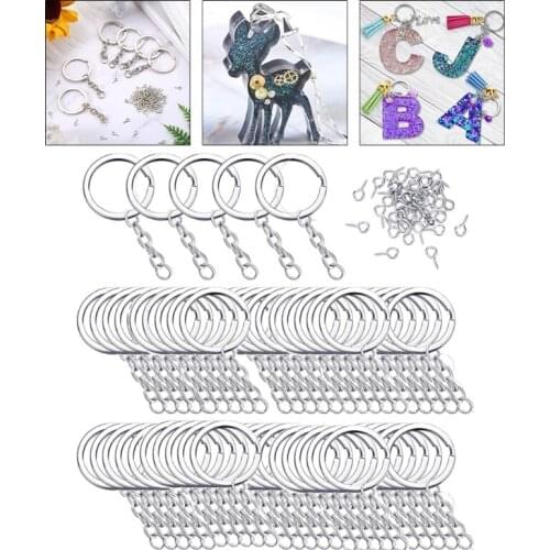 150 Pcs Key Chain Rings Kit with Screw Eye Pins Findings for DIY Crafts Jewelry G2AF