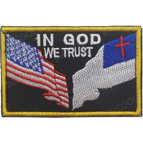 3D Embroidery Patch In God we Trust American US Christian Flag Patriotism Religious Patches Emblem Appliques Embroidered Badges