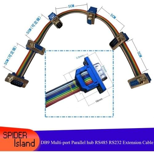 New DB9 Serial Cable Connector Multi-port Parallel Hub RS485 RS232 Extension Wire test Cable