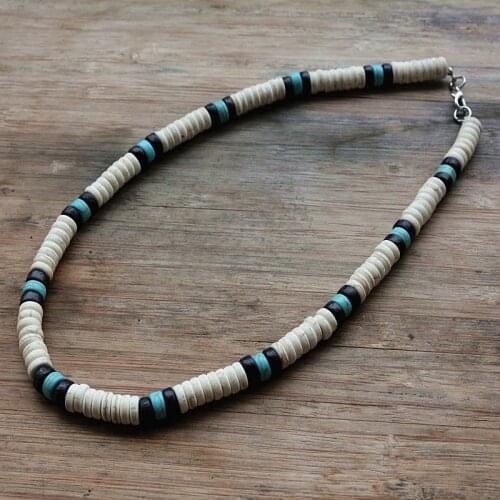 Surfer Necklace Made from white, Black and Blue Beads for men tribal jewelry drop shipping