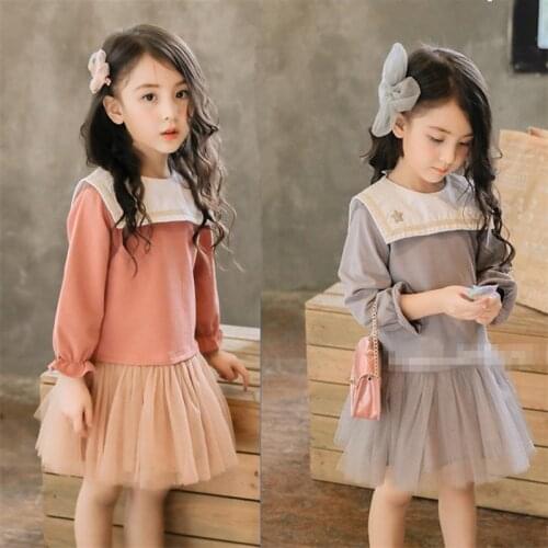 Girl Dress Kids Baby Clothes 2021 Navy Collar Spring Summer Outdoor Formal Outfits Teenagers Uniform Dresses Cotton Children Clo