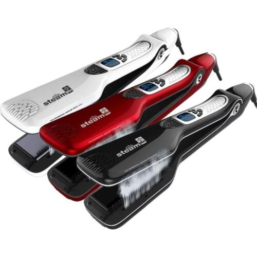 Professional Steam Hair Straightener Brush Titanium Ceramic Flat Iron Professional Electric Hair Straightening Comb Styling Tool