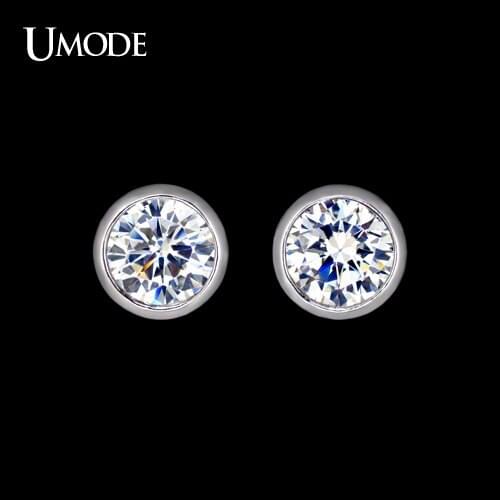 UMODE Brand Design Popular 1 carat Simple Round AAA+ Cubic Zirconia Stud Earrings Elegant jewelry for women UE0092