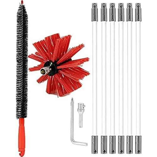 Dry Vent Cleaning Brush Kit, Lint Remover for Dryer Duct -Fireplace Chimney Cleaning Brush with Long Flexible Rods