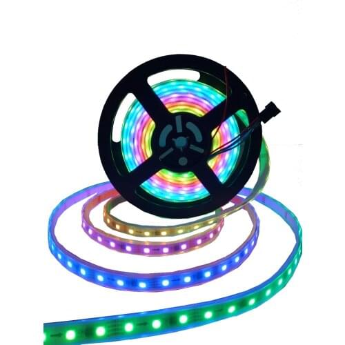 WS2818 5m 60LEDs/m(20pixels/m) DC12V RGB full color led pixel strip;WHITE PCB;waterproof in silicon tube/in silicon coating