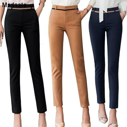 Women Pants Fashion 2020 Spring High Waist Office Lady Trousers Workwear Ankle-length Casual Woman Stretchy Slim Pencil Pants