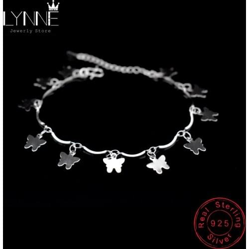 New Fashion Butterflies Pendant Bracelet 925 Sterling Silver Lucky Butterfly Charm Bracelets Hand Chain Women Girl Jewelry Gift