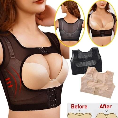 Women Girdle Posture Corrector Bra Mesh Breathable Body Shaper Hunchback Relief Lift Up Bralette Shockproof Back Support