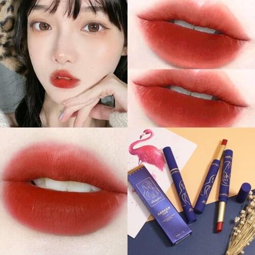 1pc Fine Matte Lipstick New 6 Colors Mini Blue Tube Lipstick Pen Portable Waterproof Long-lasting Easy To Color Lipstick