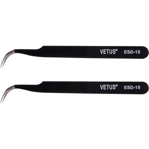 10pcs/lot Anti-static ESD Stainless Steel Tweezers Industrial Precision Curved Straight Eyelash Extension Tweezers