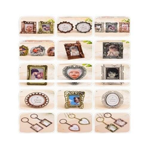 100pcs/lot 2 inch various shapes vintage photo frame key chain children photo frame gifts DIY Photo Frames European Style Decor