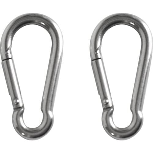 2 Pieces Stainless Steel Carabiner Clip Snap Spring Fast Hook Buckle M5/4x50/40mm for Camping Hiking Boating Kayaking Accessory