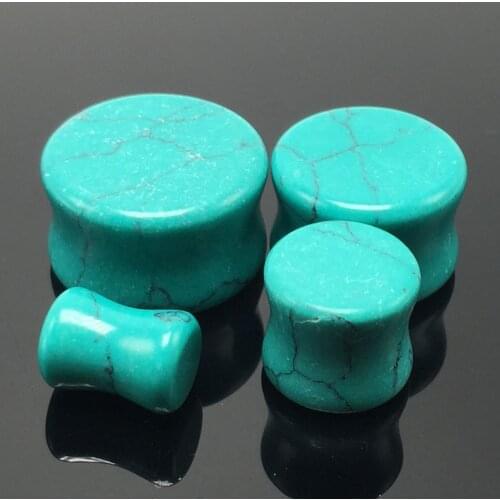 ELEIHENWTA 2pcs Organic Double Flared Stone Ear Plug Guages Piercing Tunnels Ear Gauges Ear Tunnels Stretcher Expander Jewelry