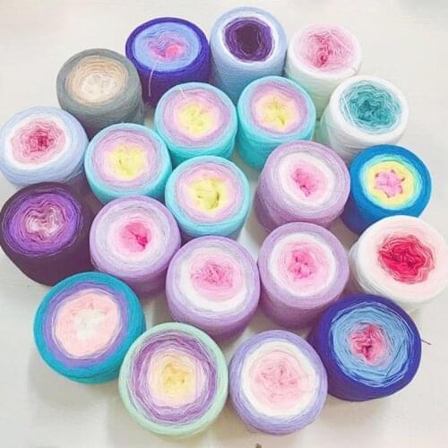 300g Rainbow Gradient Color Cake Yarn Organic Cotton Blend Yarn DIY Spring/Summer Crochet Skirt Lace Line Hand-Woven Soft Yarn