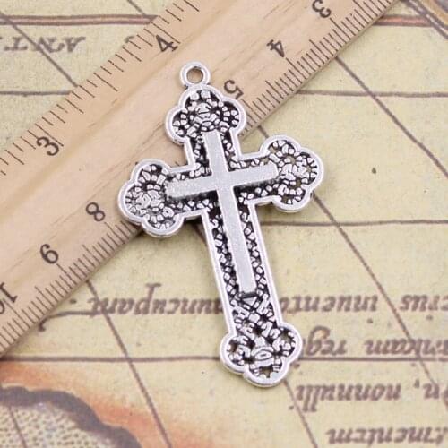 6pcs Charms Cross 54x33mm Antique Silver Color Pendants Making DIY Handmade Tibetan Finding Jewelry For Bracelet