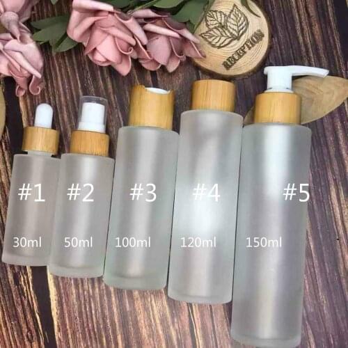 630pcs*150ml Frosted Clear spray pumps tops bamboo lotion bottle 30ml 50ml 100ML 120ML 150ML Frost Glass Mist Spray Bottle