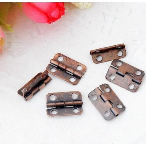 Free Shipping 50pcs Copper tone Hardware 4 Holes DIY Box Butt Door Hinges (Not Including Screws) 16x11mm J3020