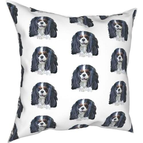 Cavalier King Charles Spaniel Dog Smiling Throw Pillow Cover Polyester Decorative Pillow Novelty Cushion Covers