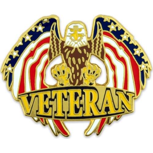 Custom Military Veteran American Flag Patriotic Eagle Jewelry Hard Enamel Brooch Can be Customized with Your Logo